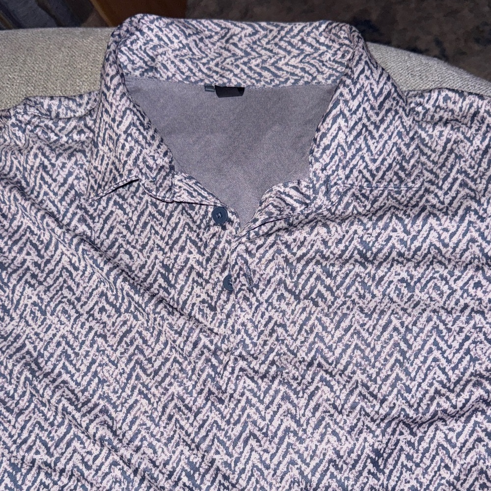 Adidas dark purple, light purple, white patterned golf shirt - never worn